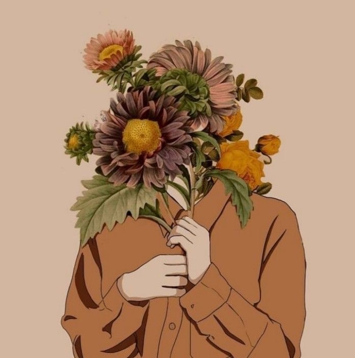 花を持つ人イラスト